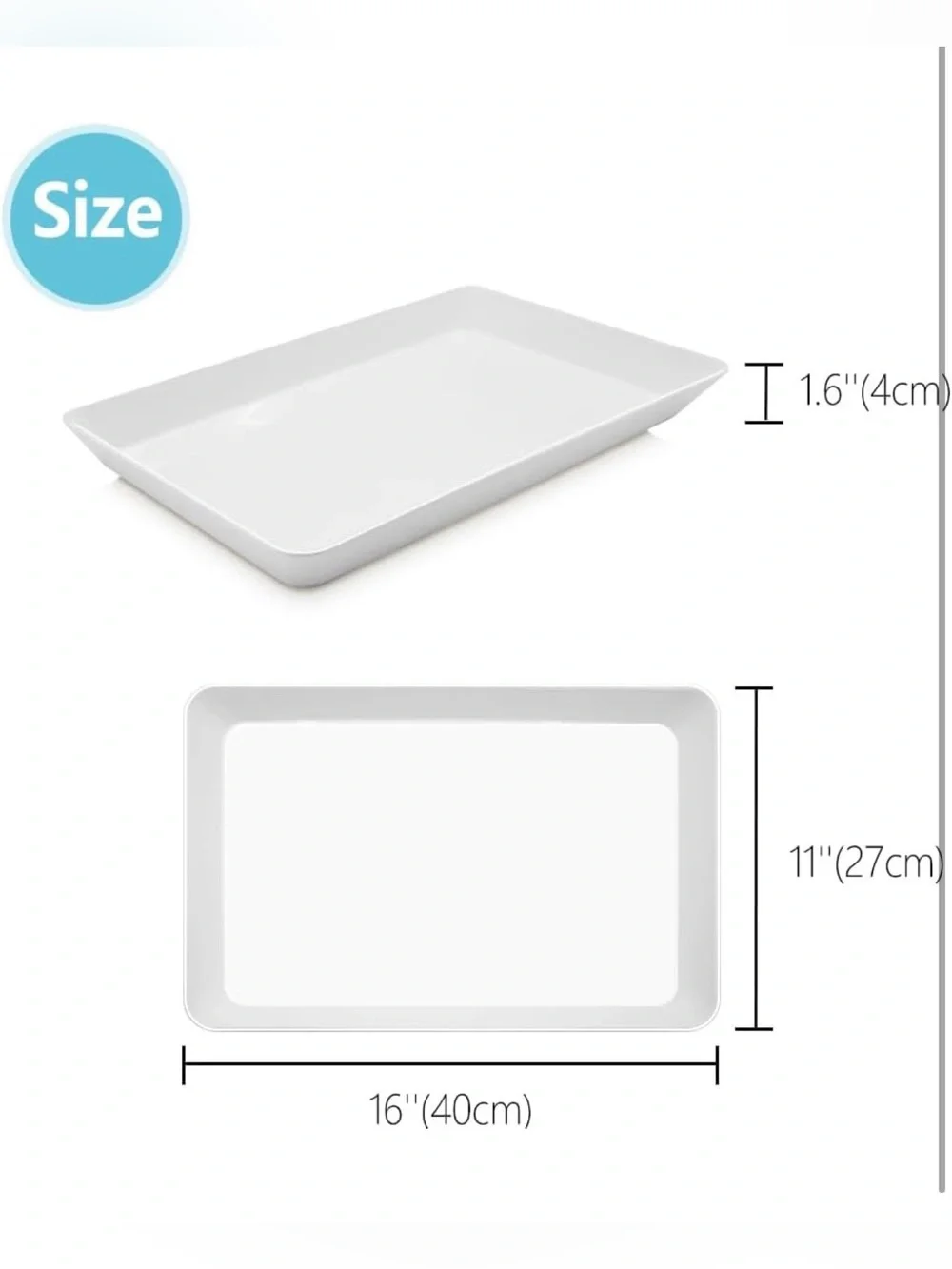 White plastic stackable Serving Trays platter for Parties - Set of 4